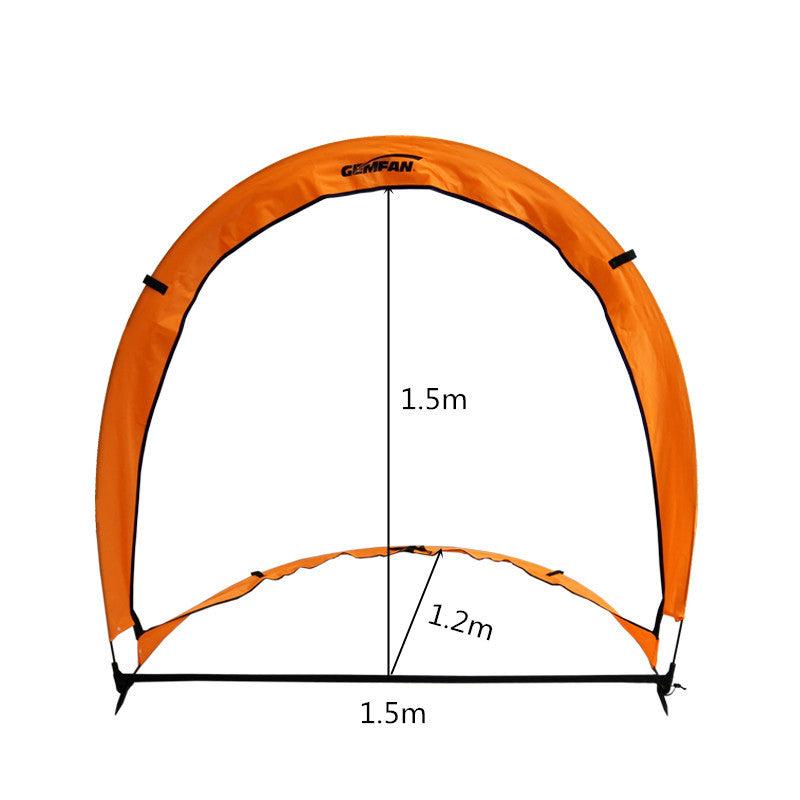 Gemfan Airgate dimensions diagram showing 1.5 m width, 1.5 m height, 1.2 m depth