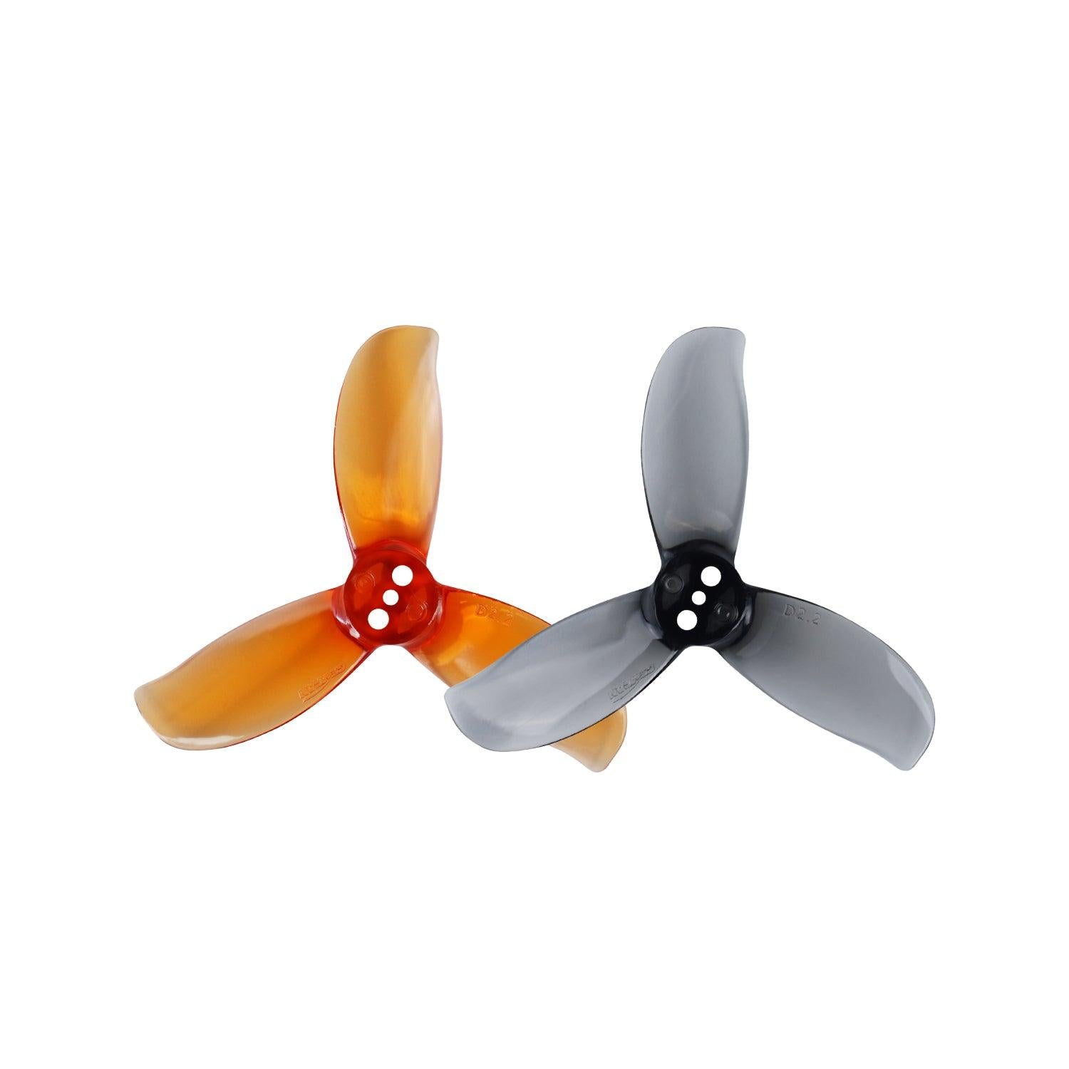 Gemfan D2.2-3 ducted PC 3-blade propellers, amber and smoke gray set with three-hole hub