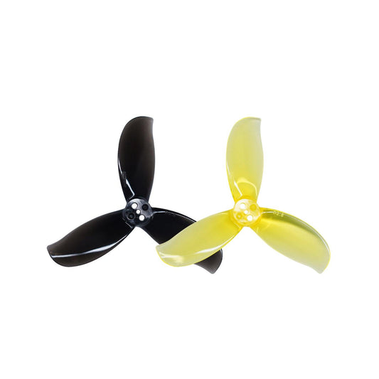 Gemfan D2.8-3 ducted PC 3-blade propeller set in black and translucent yellow, 15mm T-mount