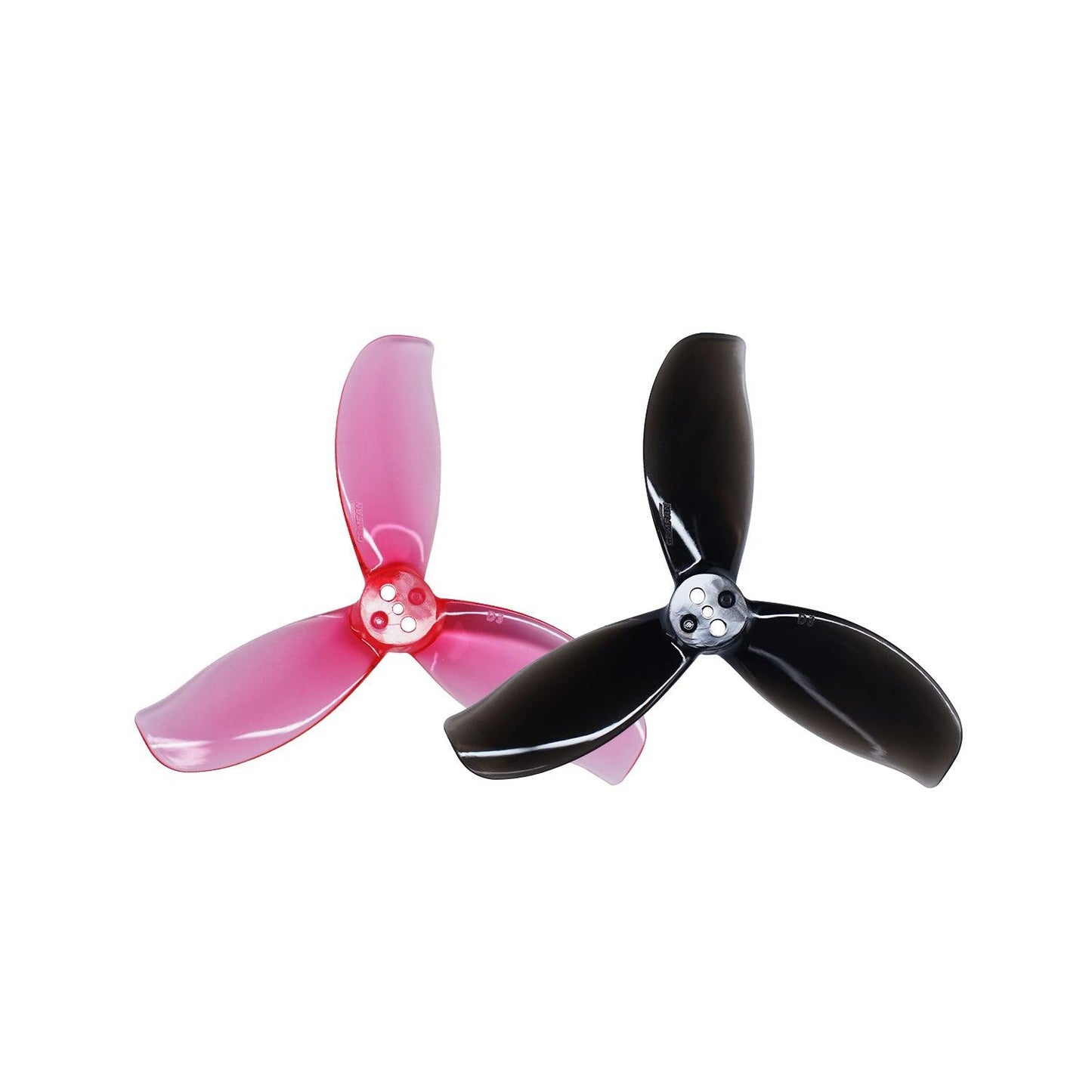 Gemfan D3-3 ducted PC 3-blade propeller set, transparent pink and black, top view