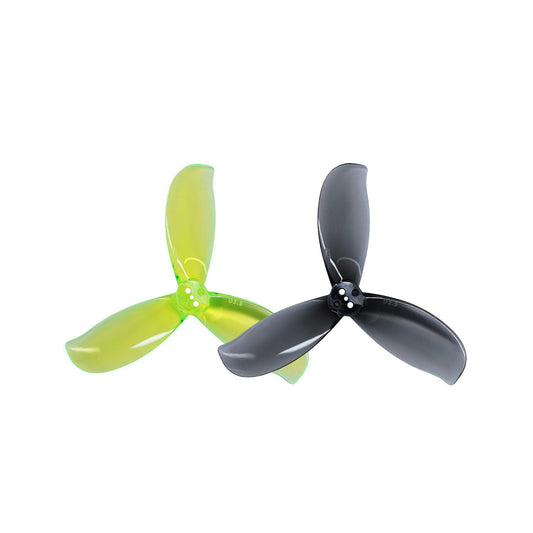 Gemfan D3.5-3 Ducted PC 3-Blade Propeller set, neon green and dark gray tri-blade props