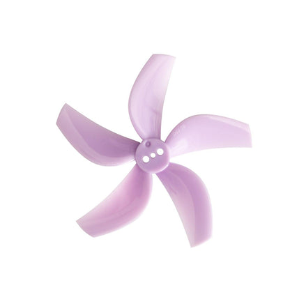 D63-5 2.5 inch 5-blade cinewhoop propeller in translucent purple, top view