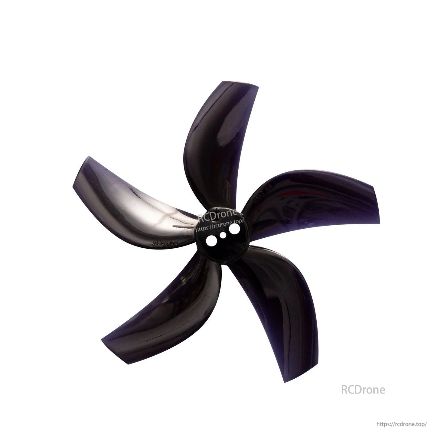 Gemfan D63-5 cinewhoop 5-blade prop, glossy black color, top view