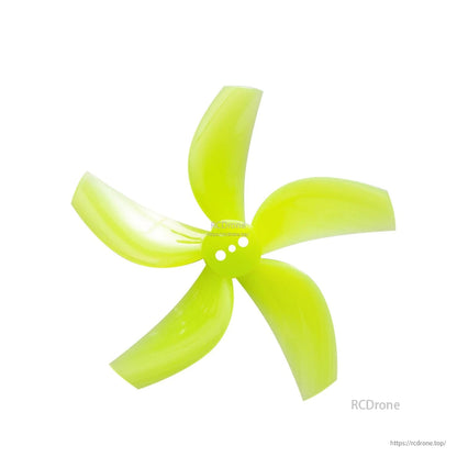2.5in cinewhoop 5-blade propeller in neon yellow, top view