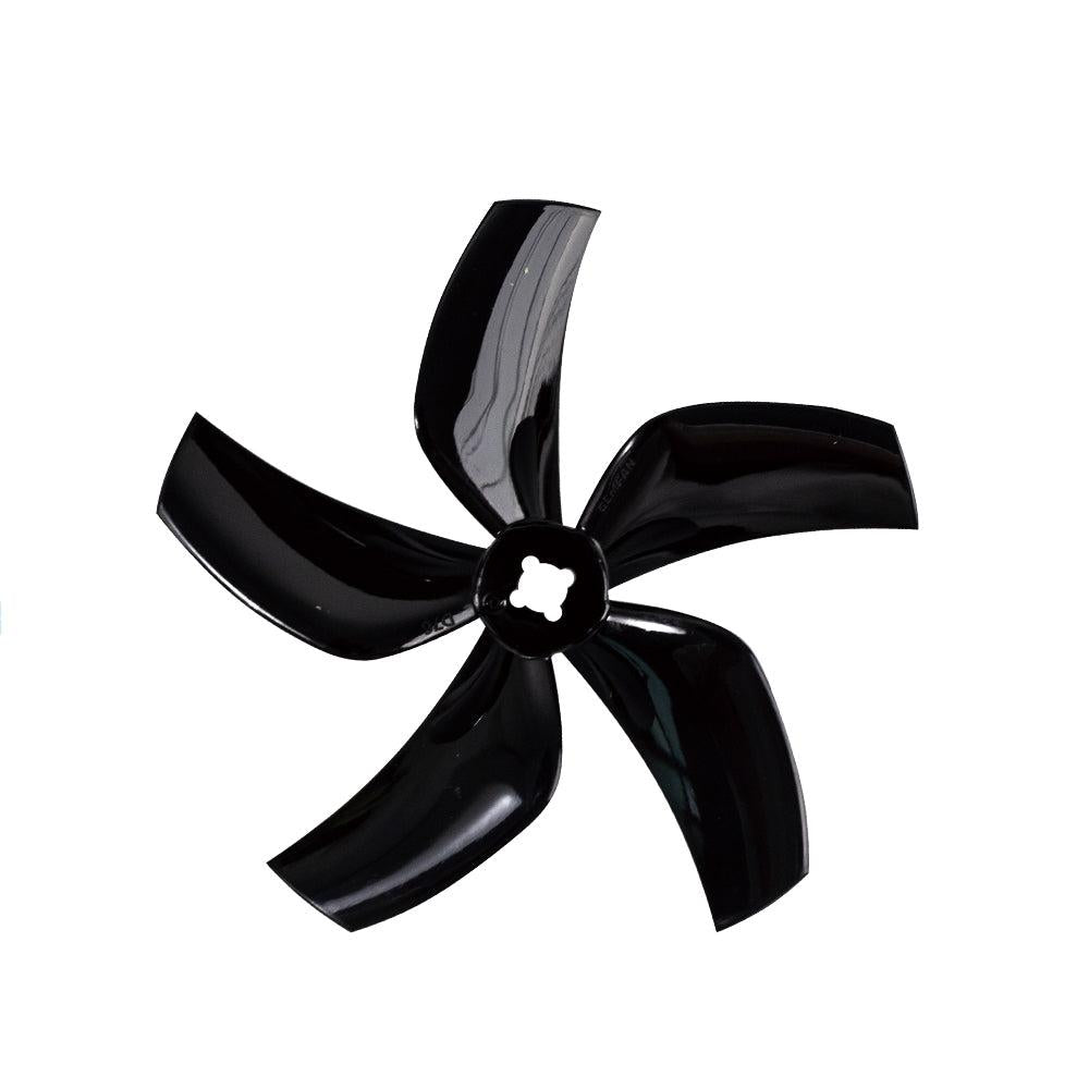 Gemfan D76-5 3-inch Cinewhoop 5-Blade Propeller, black, T-mount hub close-up