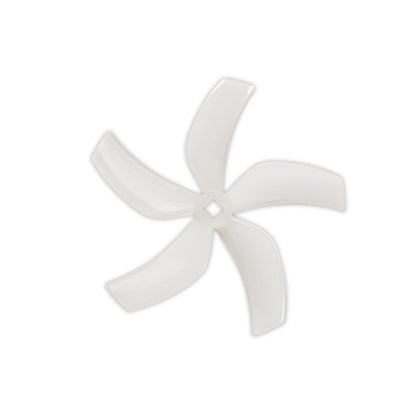 Translucent white 5-blade 90mm ducted propeller, top view with center mount opening