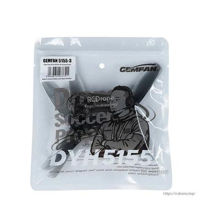 Gemfan DYH 5155-3 Drone Soccer Propeller retail bag packaging with black propellers inside