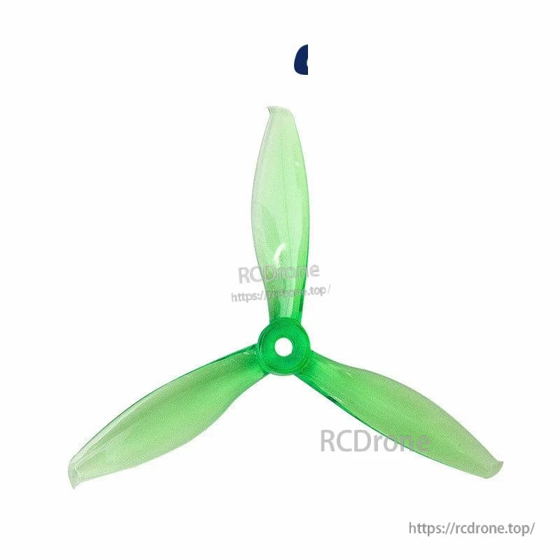 Translucent green 3-blade propeller, tri-blade layout with center mounting hole