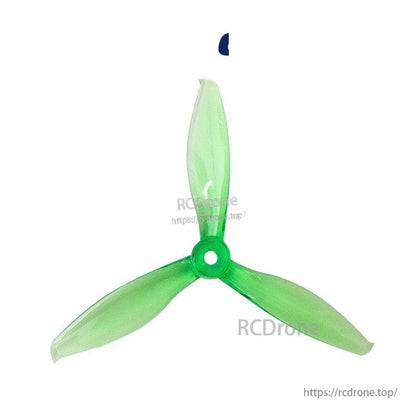 Translucent green 3-blade propeller, tri-blade layout with center mounting hole