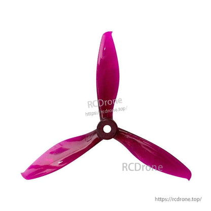Translucent purple 3-blade drone propeller with tri-blade shape and center mounting hole