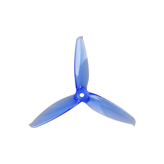 Gemfan Flash 5152S-3 PC 3-Blade Propeller in translucent blue, top view with center mount hole