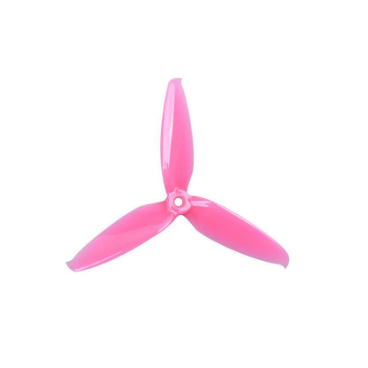 Gemfan Flash 5552-3 PC 3-blade propeller, translucent pink top view with center hub