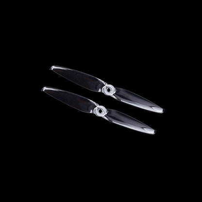 Transparent smoke 2-blade propeller pair on black background, hub mount detail visible