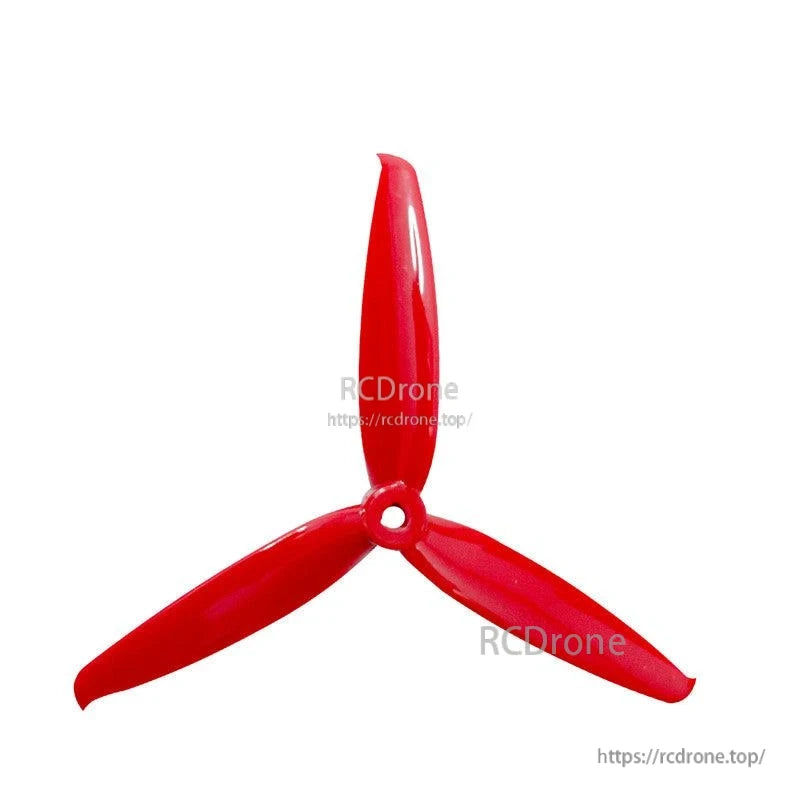 Gemfan Flash 6042-3 tri-blade propeller in red, top view with center mounting hole