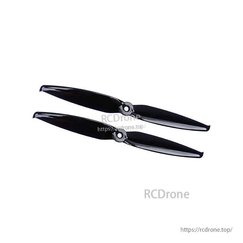 Black two-blade propeller pair, top view showing hub and blade profile on white background