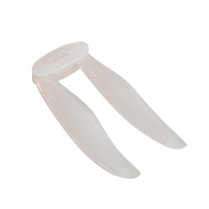 Translucent white Gemfan Floppy Proppy 4019-2 folding propeller, 2-blade set on hub