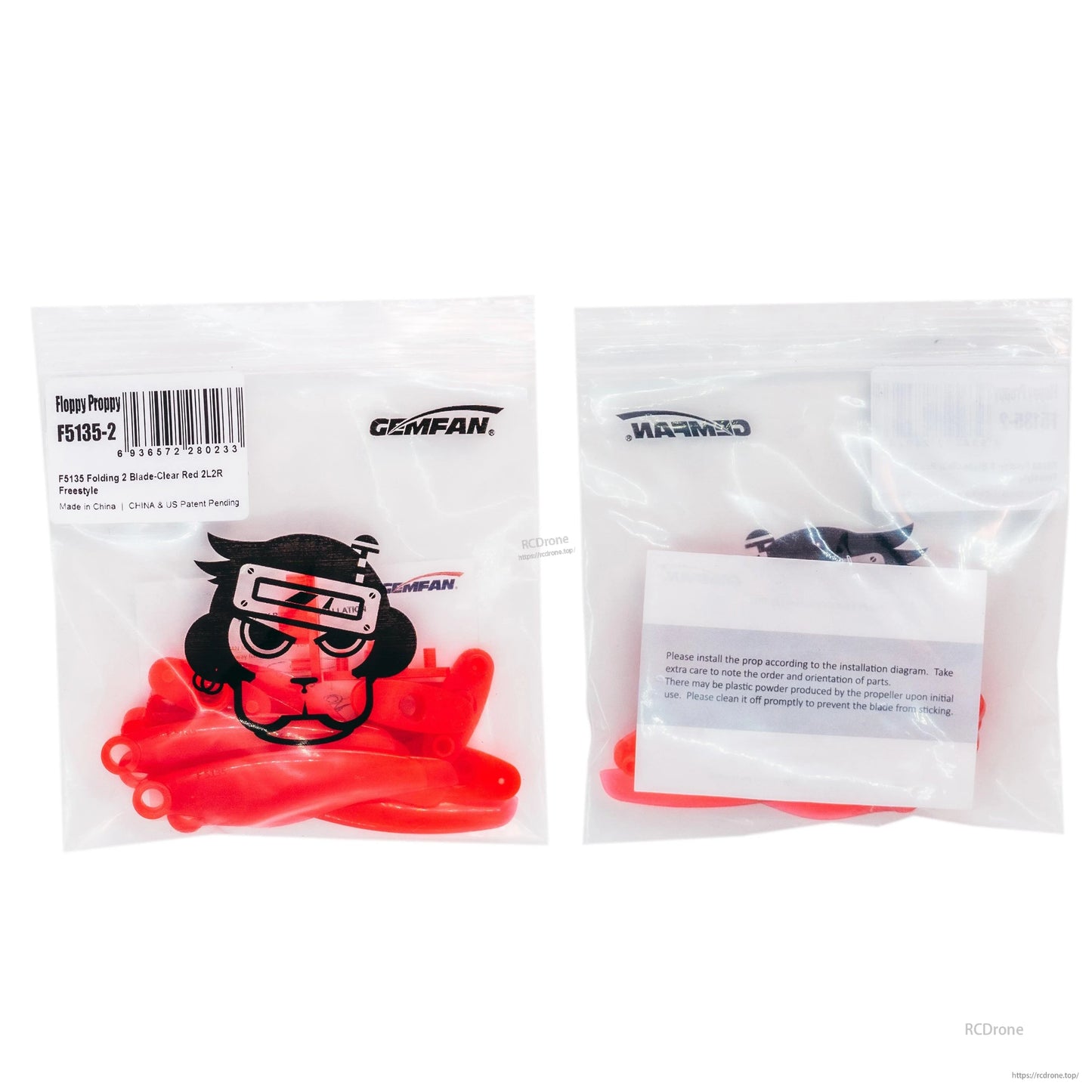 Gemfan Floppy Proppy 5135-2 Propeller retail bag packaging with label and included instruction card
