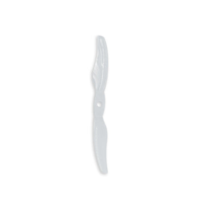 Clear/white translucent two-blade propeller with center mounting hole, isolated on white