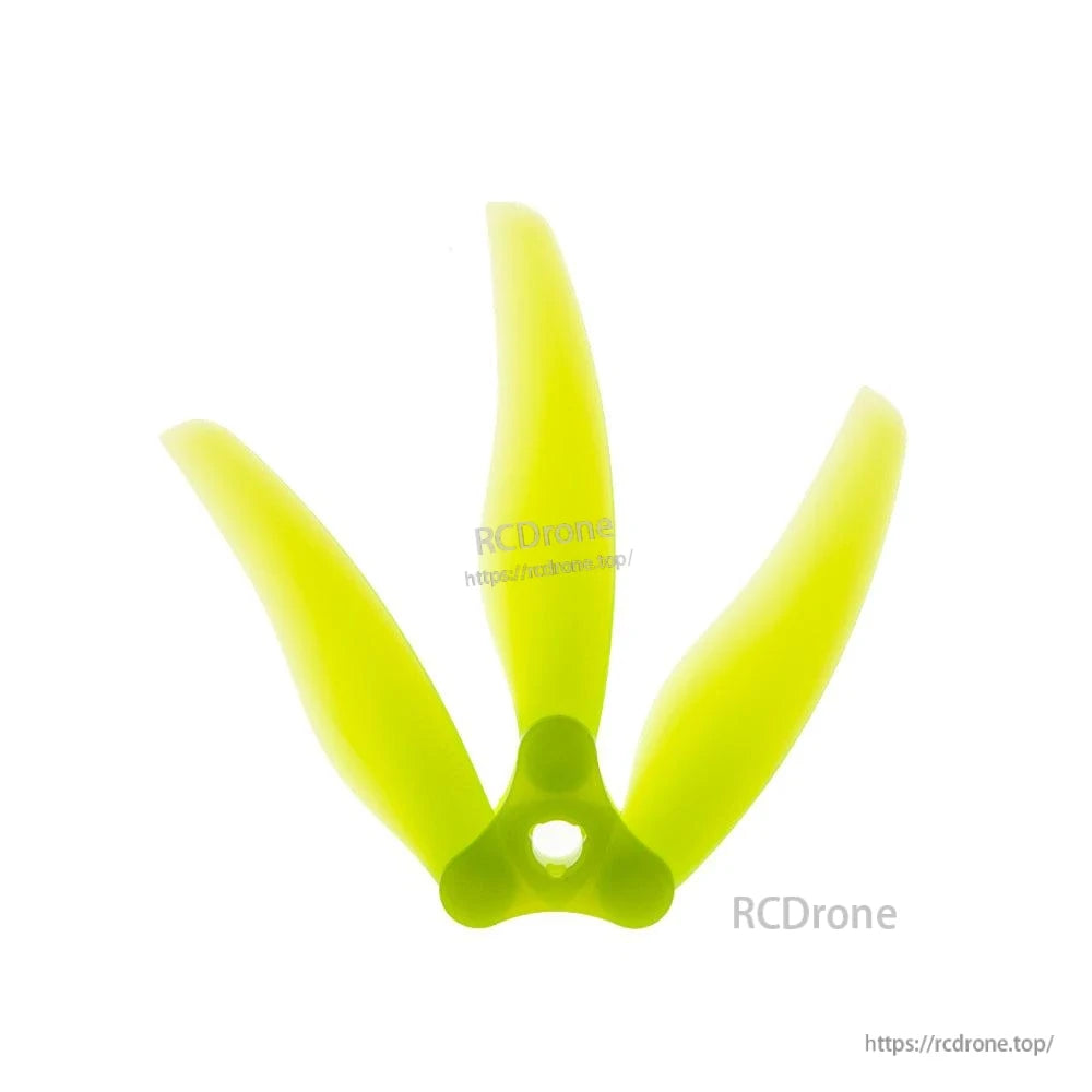 Neon yellow-green folding 3-blade propeller with tri-hub center mount