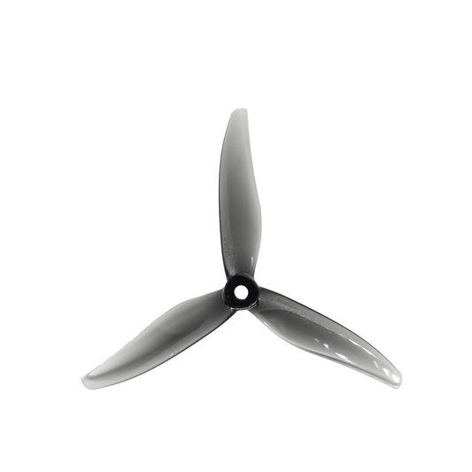 Gemfan Fury 5128.0 5in 2.8in pitch tri-blade FPV propeller, smoke black, top view