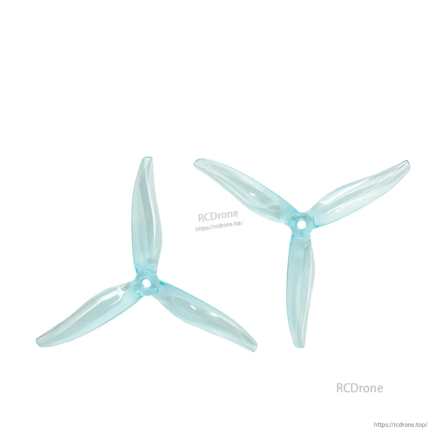 Gemfan Fury 5128.0 5-inch 2.8 pitch propellers, pair shown in translucent light blue