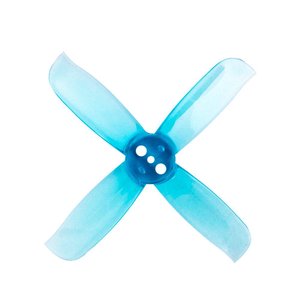 Gemfan Hulkie 2036-4 4-blade propeller, translucent blue quadcopter prop top view