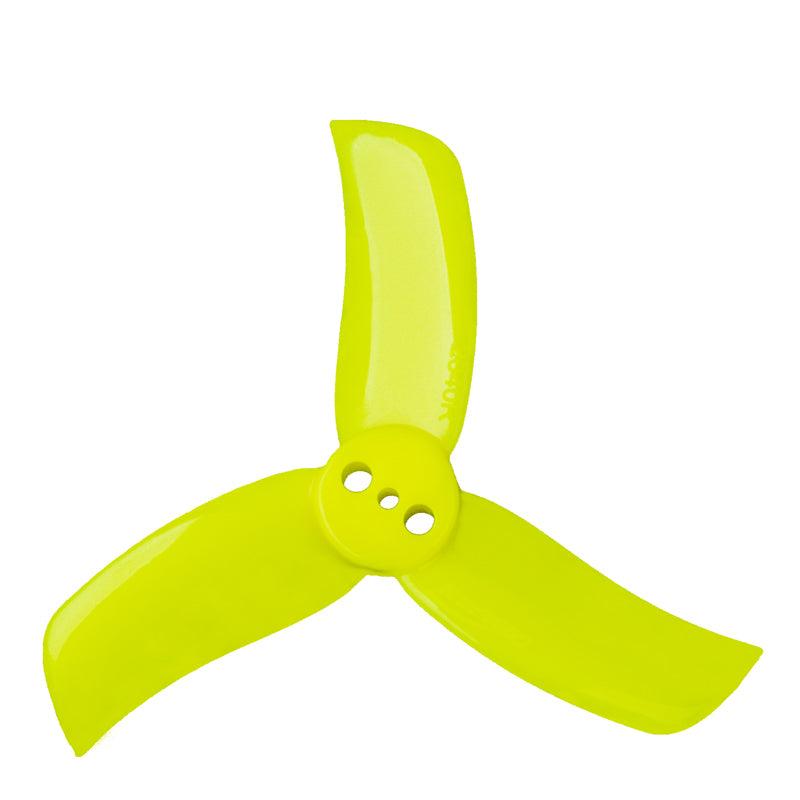 Gemfan Hulkie 2040-3 3-blade propeller in neon yellow, 3-hole mounting hub