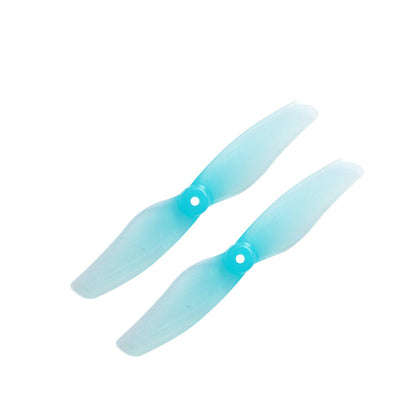 Translucent blue two-blade propeller set, 2-inch size, matched pair for micro drone builds