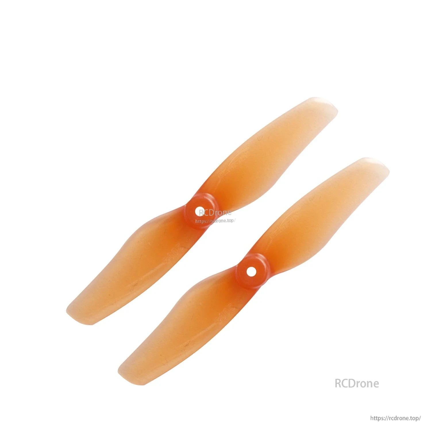 Translucent orange 2-inch two-blade propeller pair with center hub mounting hole