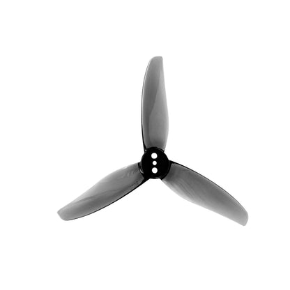 Gemfan Hurricane 3020-3 PC 3-Blades Propeller close-up, clear gray tri-blade with center mounting holes