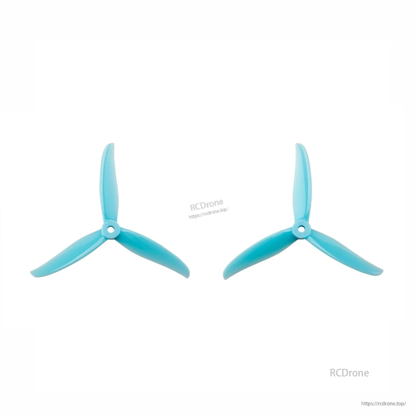 Light blue 3-blade propellers, clockwise and counterclockwise pair shown side by side