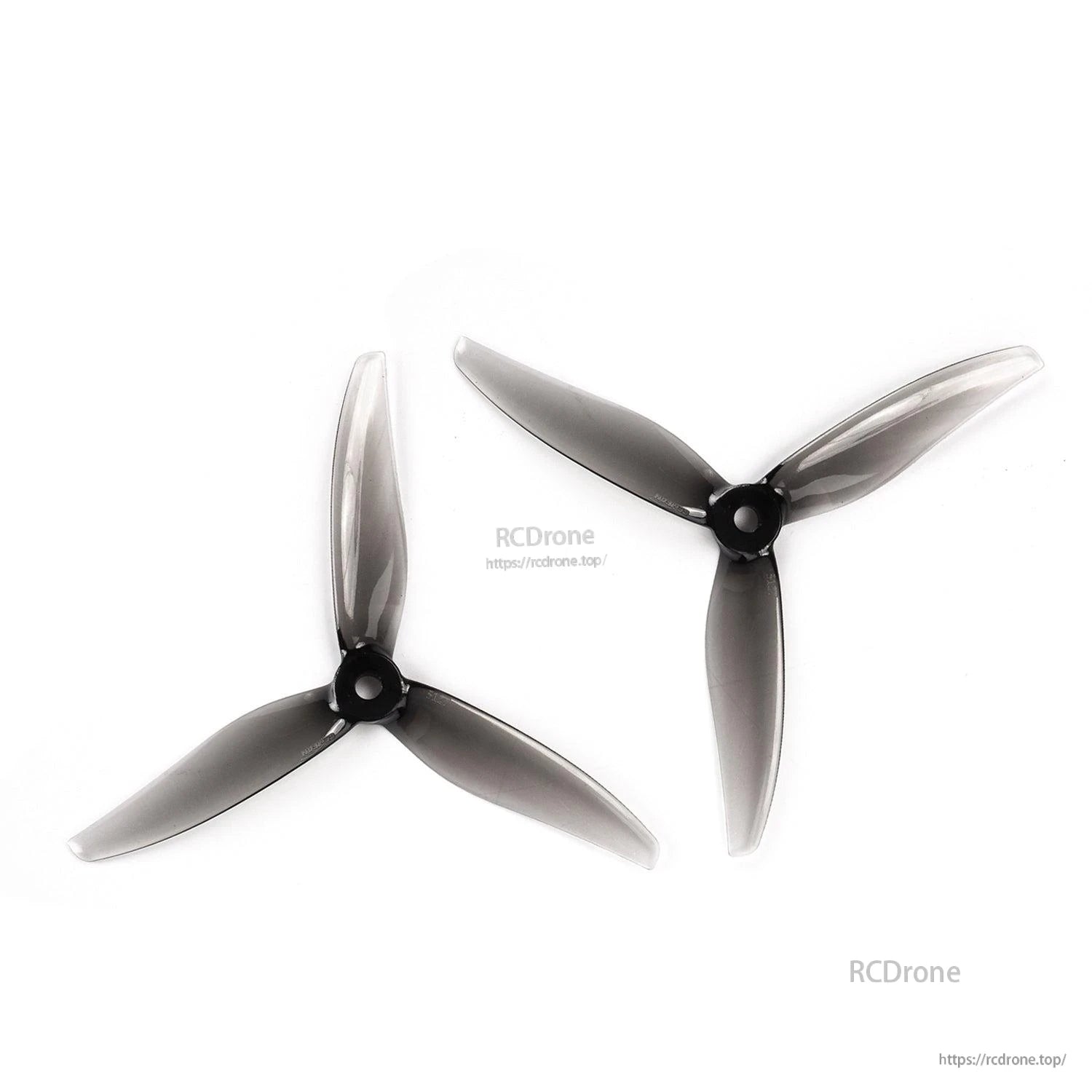 Gemfan Hurricane 5127-3 propeller set shown as two props (CW and CCW), black 3-blade 5.1 inch