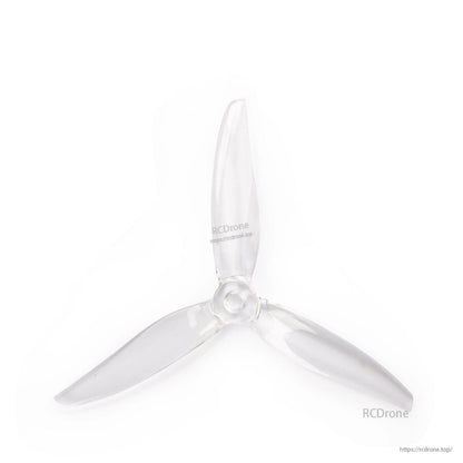 Clear translucent 3-blade propeller top view with 5mm hub hole