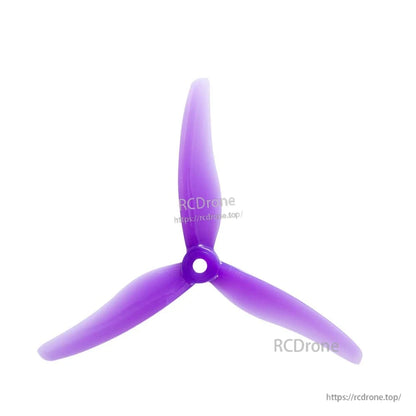 Purple 3-blade FPV drone propeller, 5mm hub, tri-blade profile