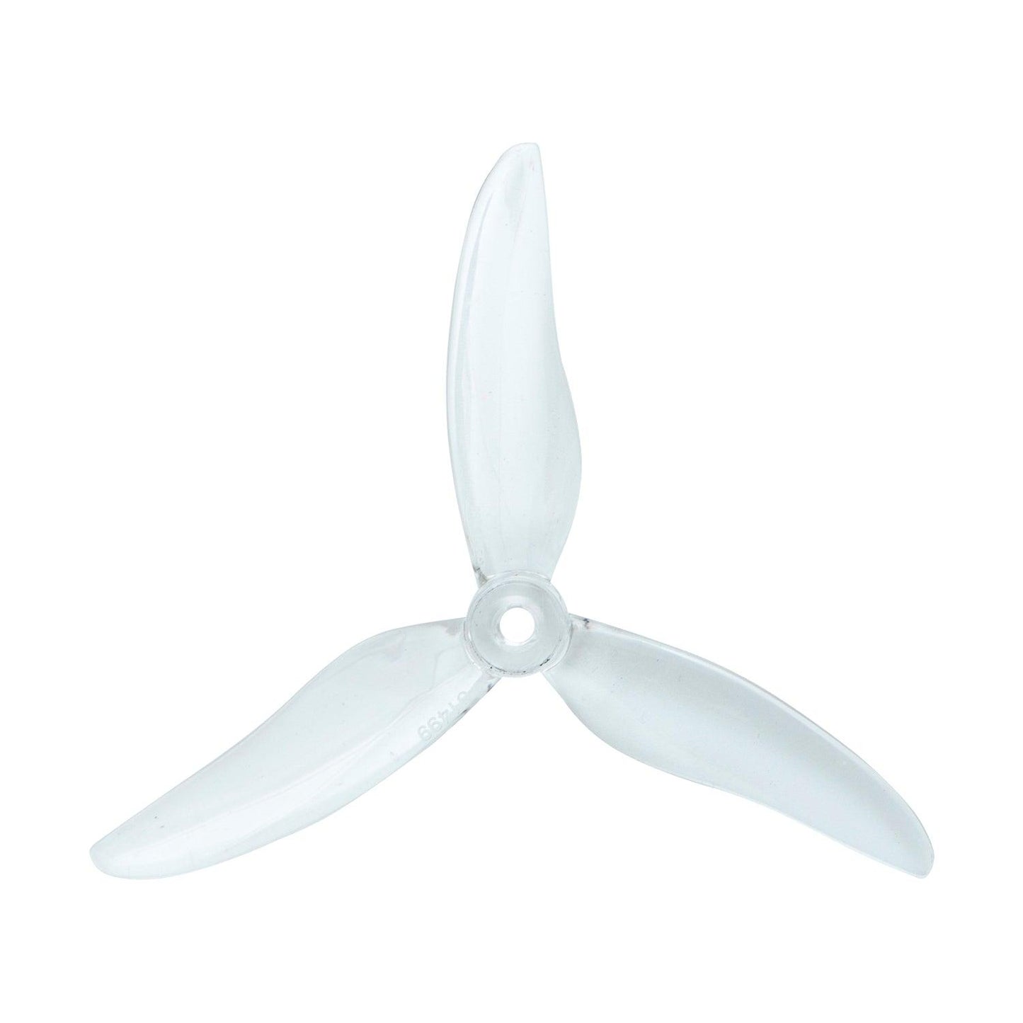 Gemfan Hurricane 51499-3 PC 3-blade propeller in clear/transparent finish, top view