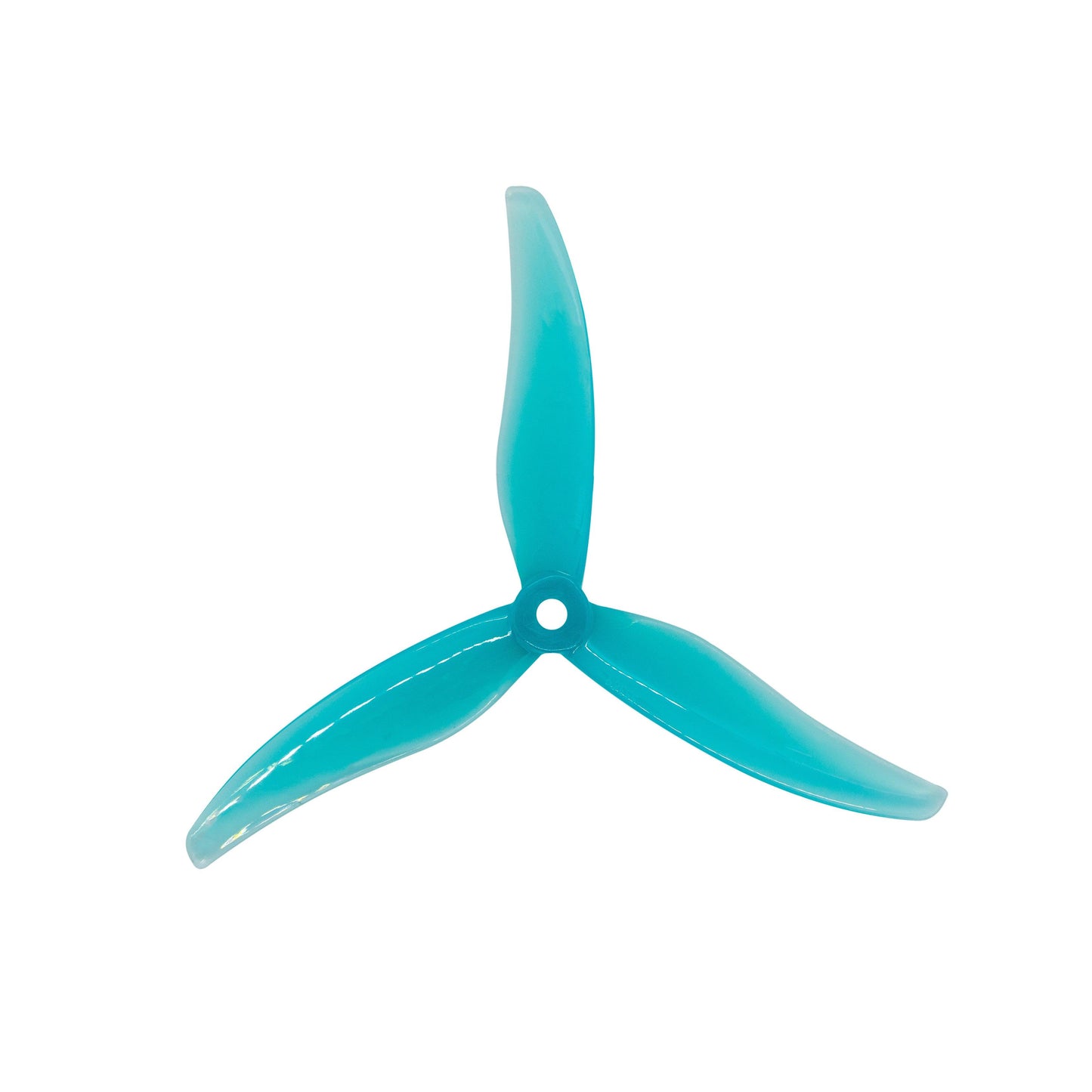 Gemfan Hurricane 5536-3 3-Blade Propeller, clear blue tri-blade with center mounting hole