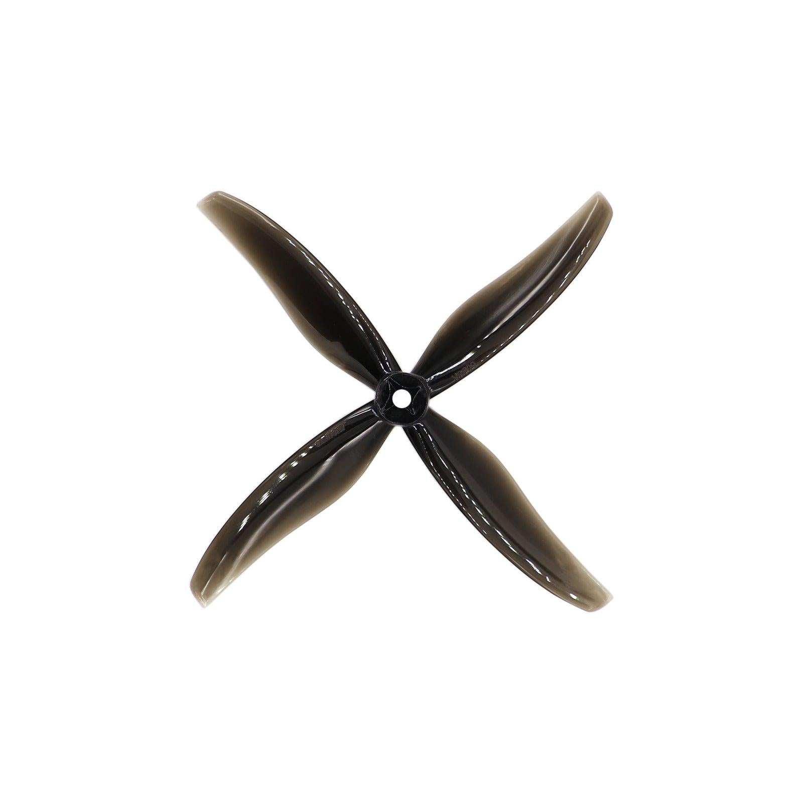 Single midnight gray 4-blade Hurricane 6038-4 propeller, top view showing hub and center mounting hole