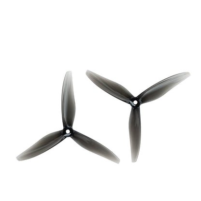 Set of two Gemfan Hurricane 6045-3 6x4.5 3-blade propellers, smoke gray, showing opposite rotation