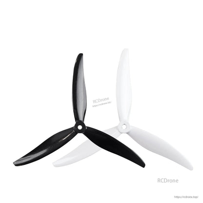 Gemfan Hurricane 7035-3 tri-blade propellers shown in black and white for color comparison