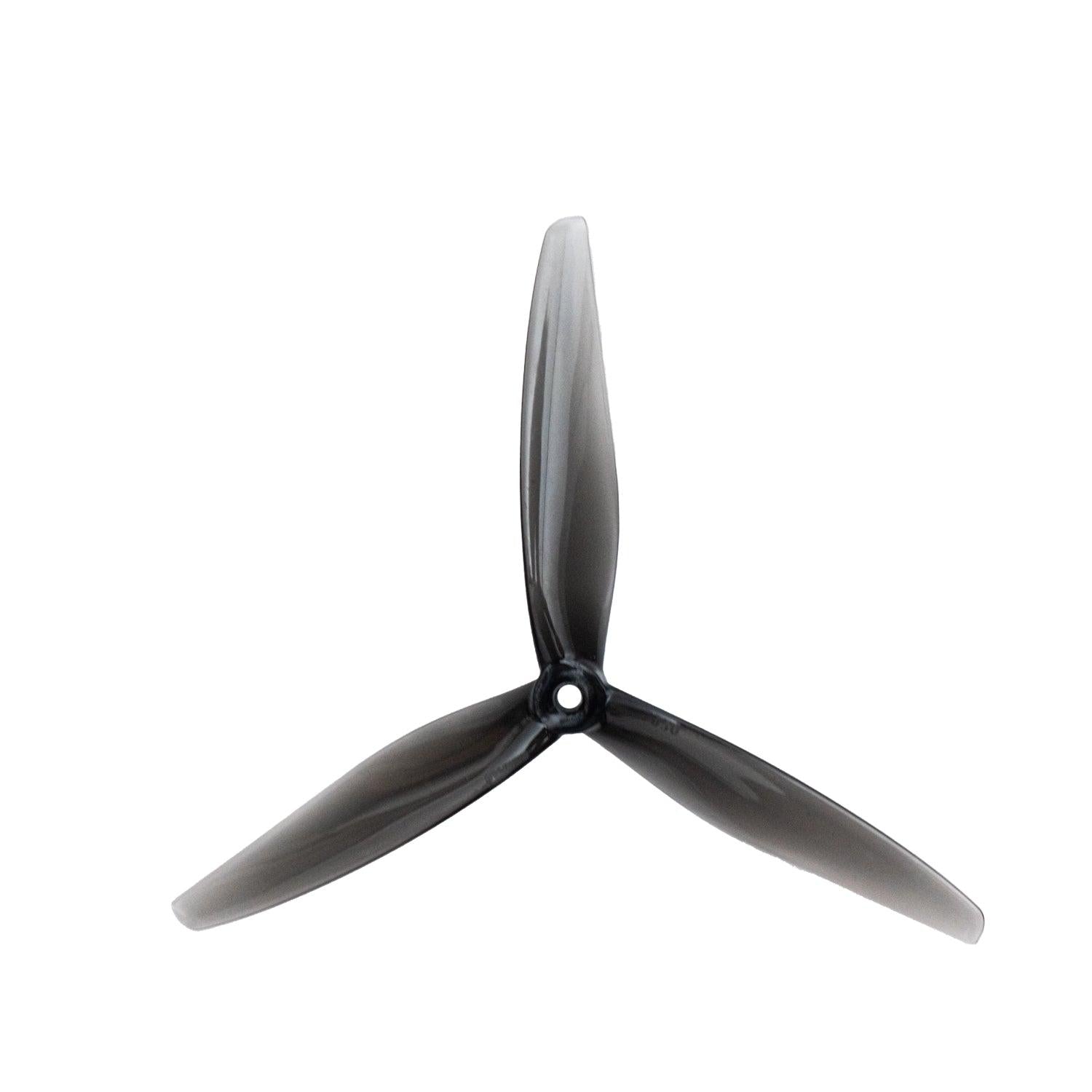 Gemfan Hurricane 7050-3 PC 7in 3-Blade Propeller, clear gray tri-blade with center hub hole