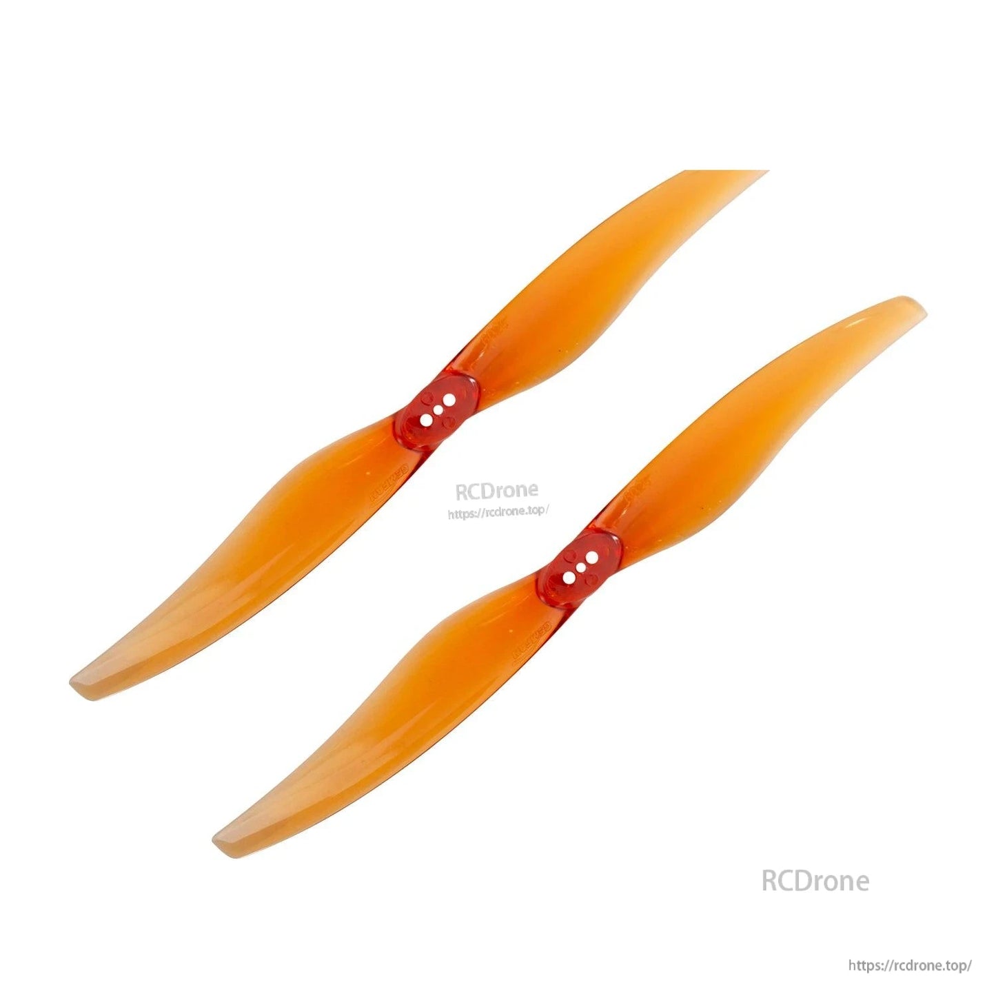 Two orange two-blade propellers shown as a pair with red hubs