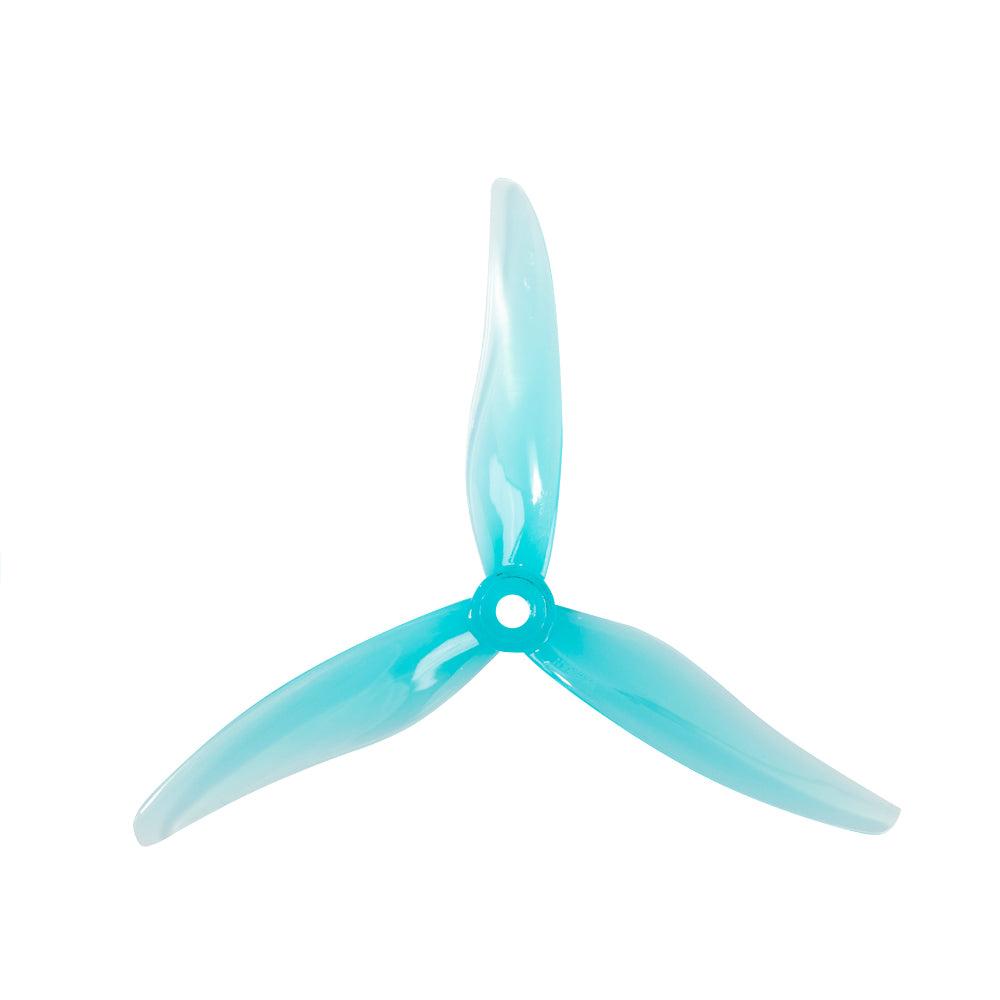 Gemfan JB Hurricane 51477-3 3-blade propeller in teal translucent finish, top view