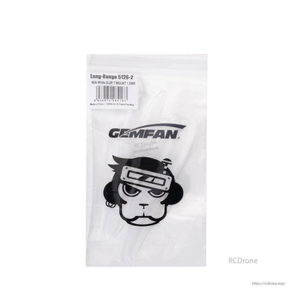 Retail bag packaging for Gemfan LR 5126-2 propellers, clear/white set inside