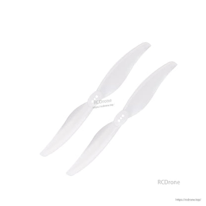 Two clear/white two-blade propellers, paired set view with T-mount hubs
