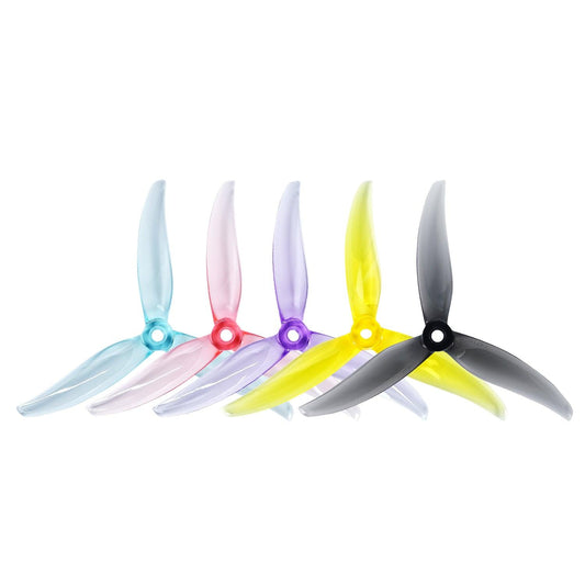 Gemfan MINJAE 5129.2-3 Racing Propeller set, tri-blade drone props shown in multiple colors