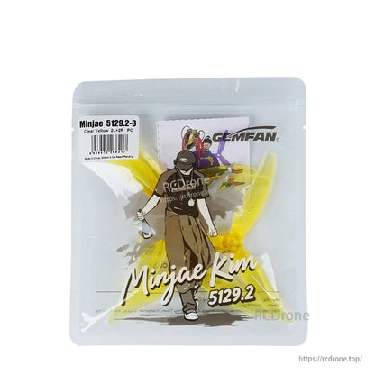 Gemfan Minjae 5129.2-3 propellers retail bag, label shows Clear Yellow 2L-2R PC