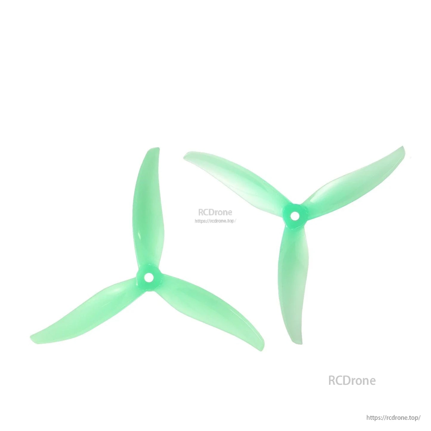 Mint green 3-blade propellers pair, top view showing tri-blade shape and center hub
