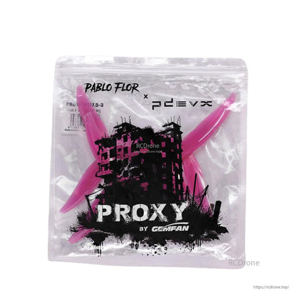 Gemfan Proxy packaging bag with pink propellers inside, PROXY by Gemfan front view