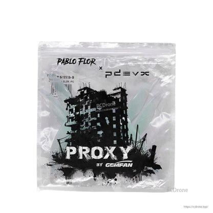 Gemfan Proxy packaging bag with mint green propellers inside, PROXY graphic front