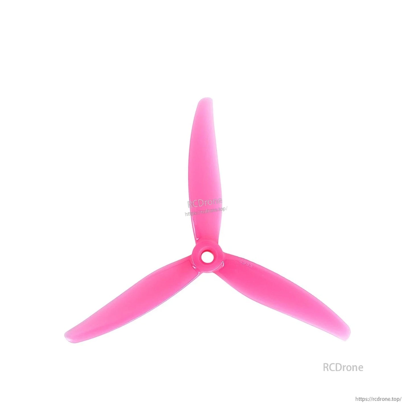 Pink 3-blade FPV propeller, single prop top view on white background